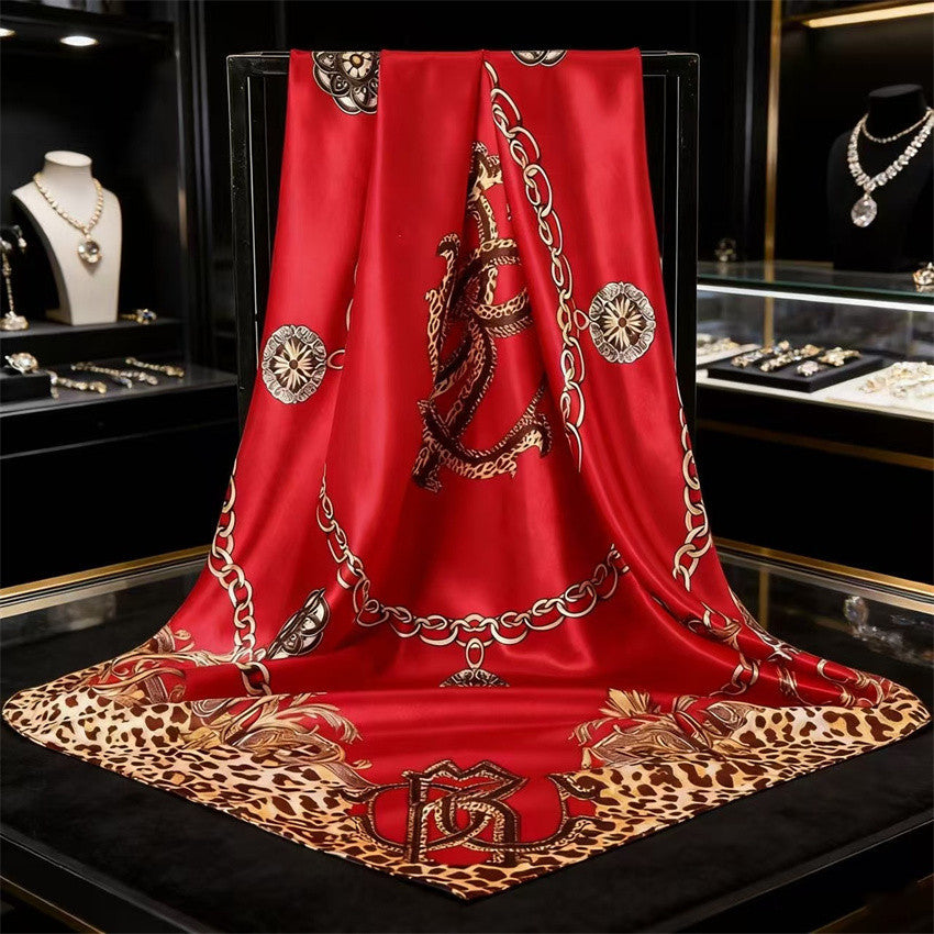 Luxury Printed Satin Square Scarf