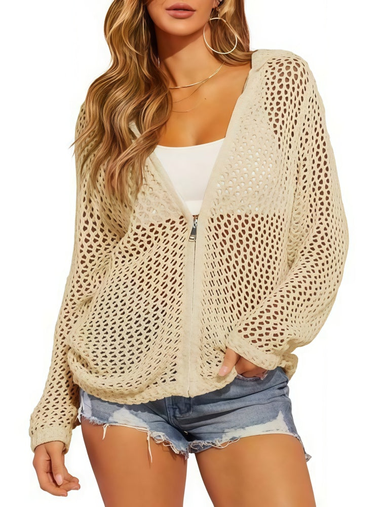 Openwork Knit Beach Hoodie