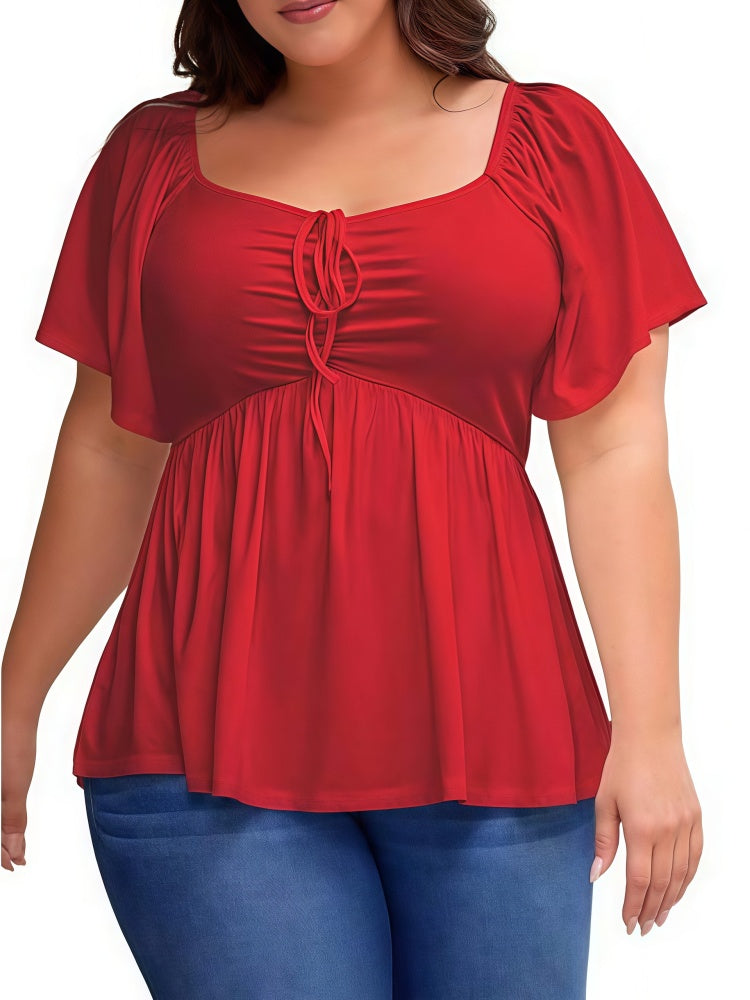 Summer Plus Size Raglan Sleeve Slim Waist T-Shirt