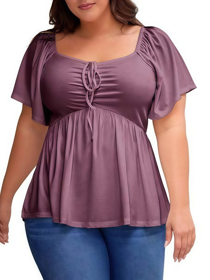 Summer Plus Size Raglan Sleeve Slim Waist T-Shirt