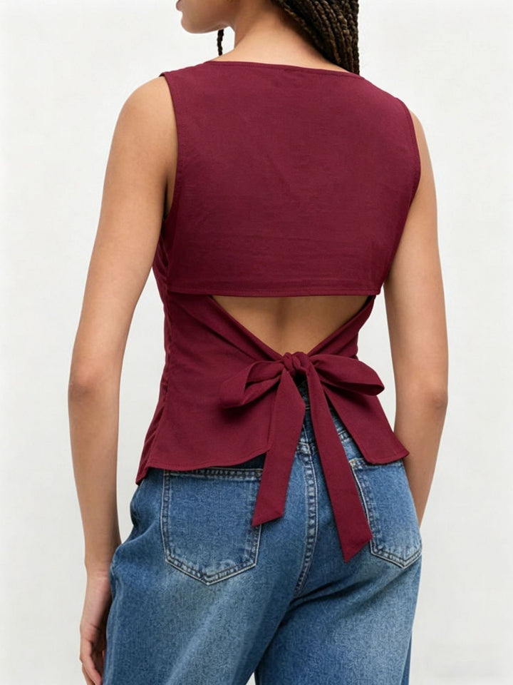 Form-Fitting Bow Back Tank Top