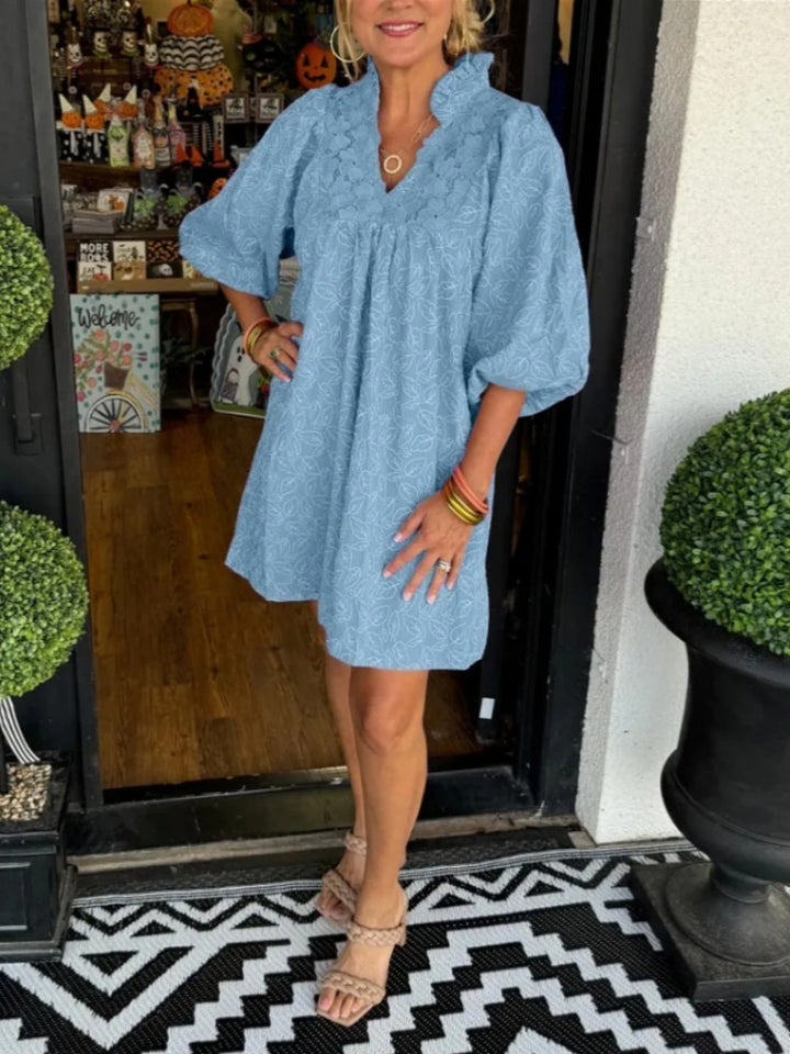 Puff Sleeve Flowy Casual Dress