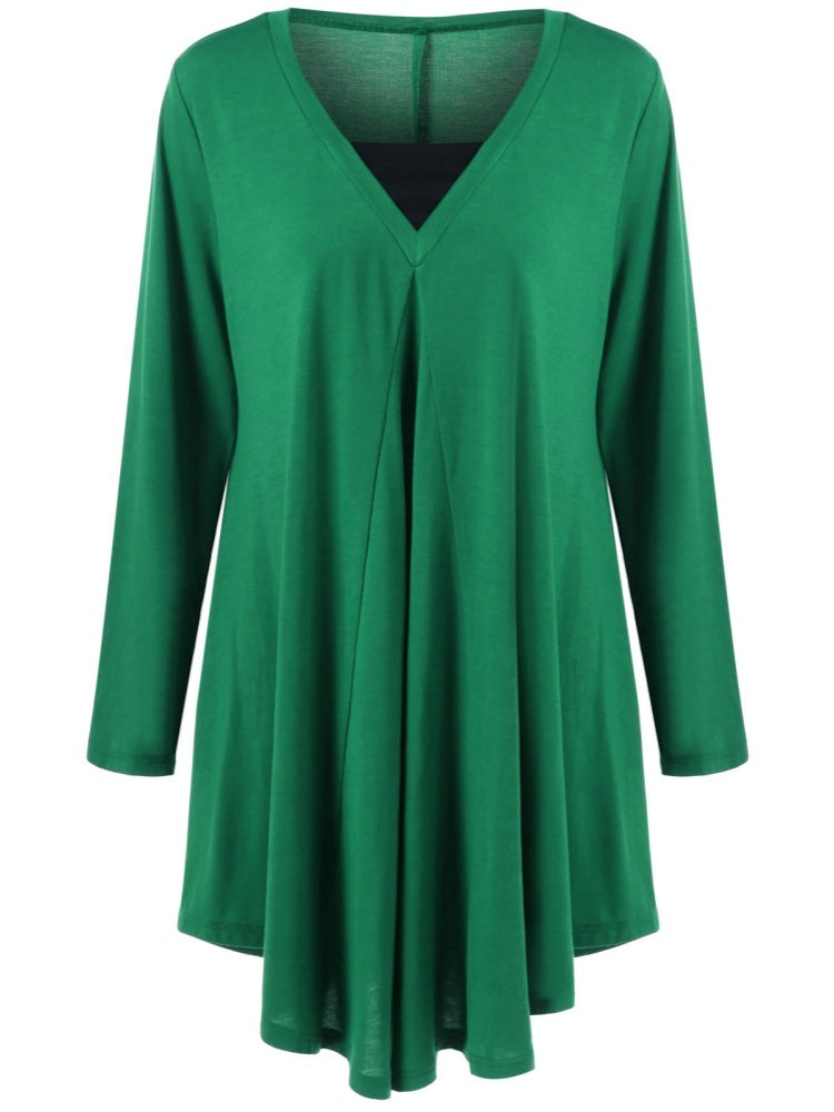 V-neck long-sleeve dress
