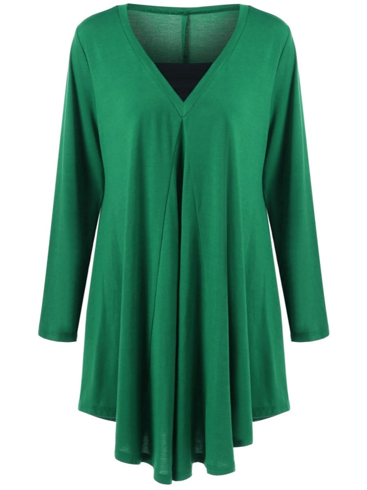 V-neck long-sleeve dress