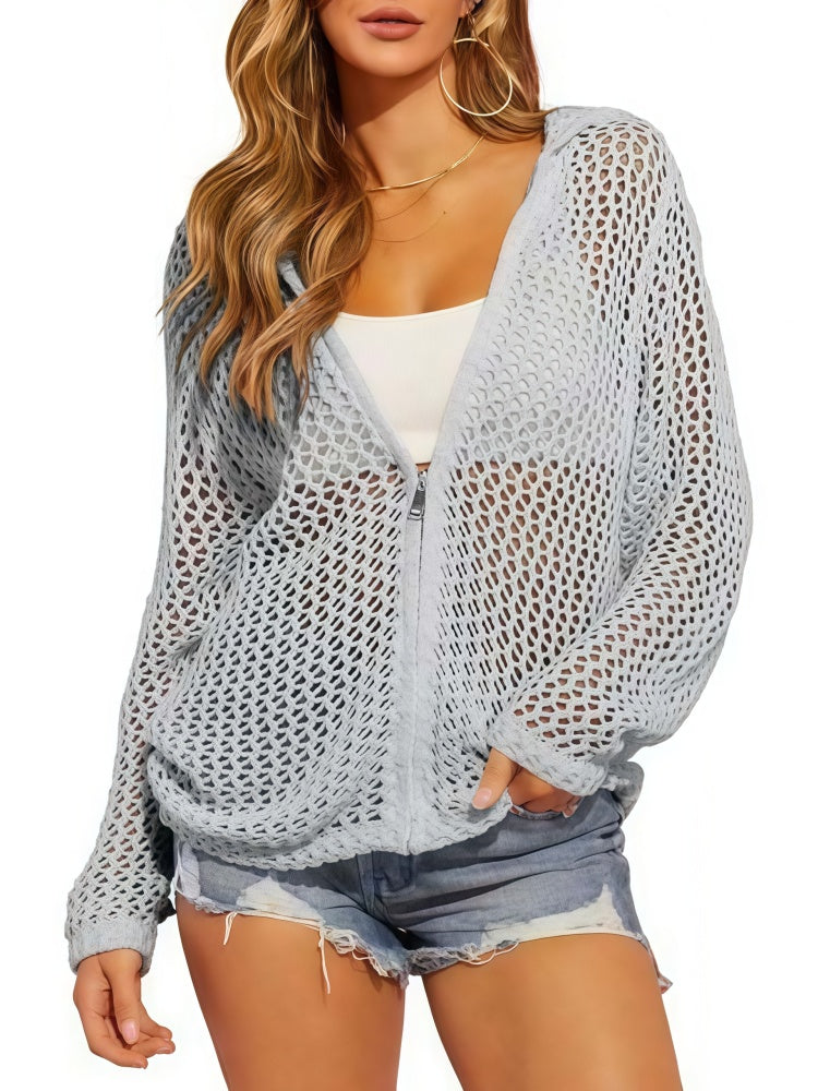Openwork Knit Beach Hoodie