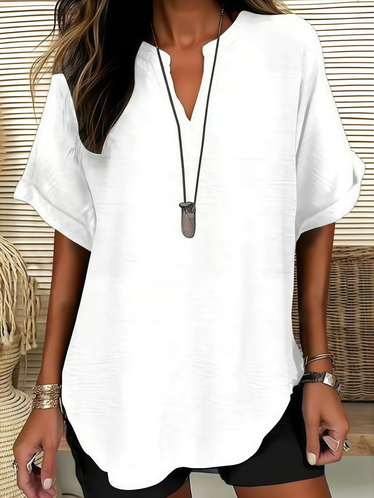 Fashionable printed V-neck short-sleeved T-shirt/shirt