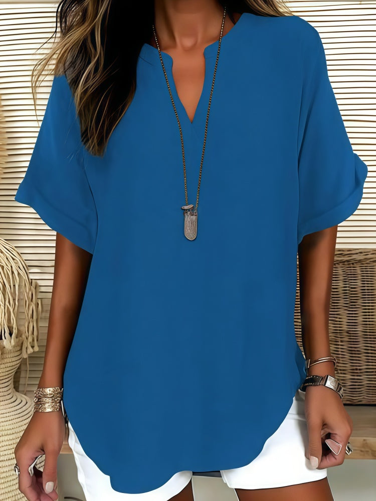 Fashionable printed V-neck short-sleeved T-shirt/shirt