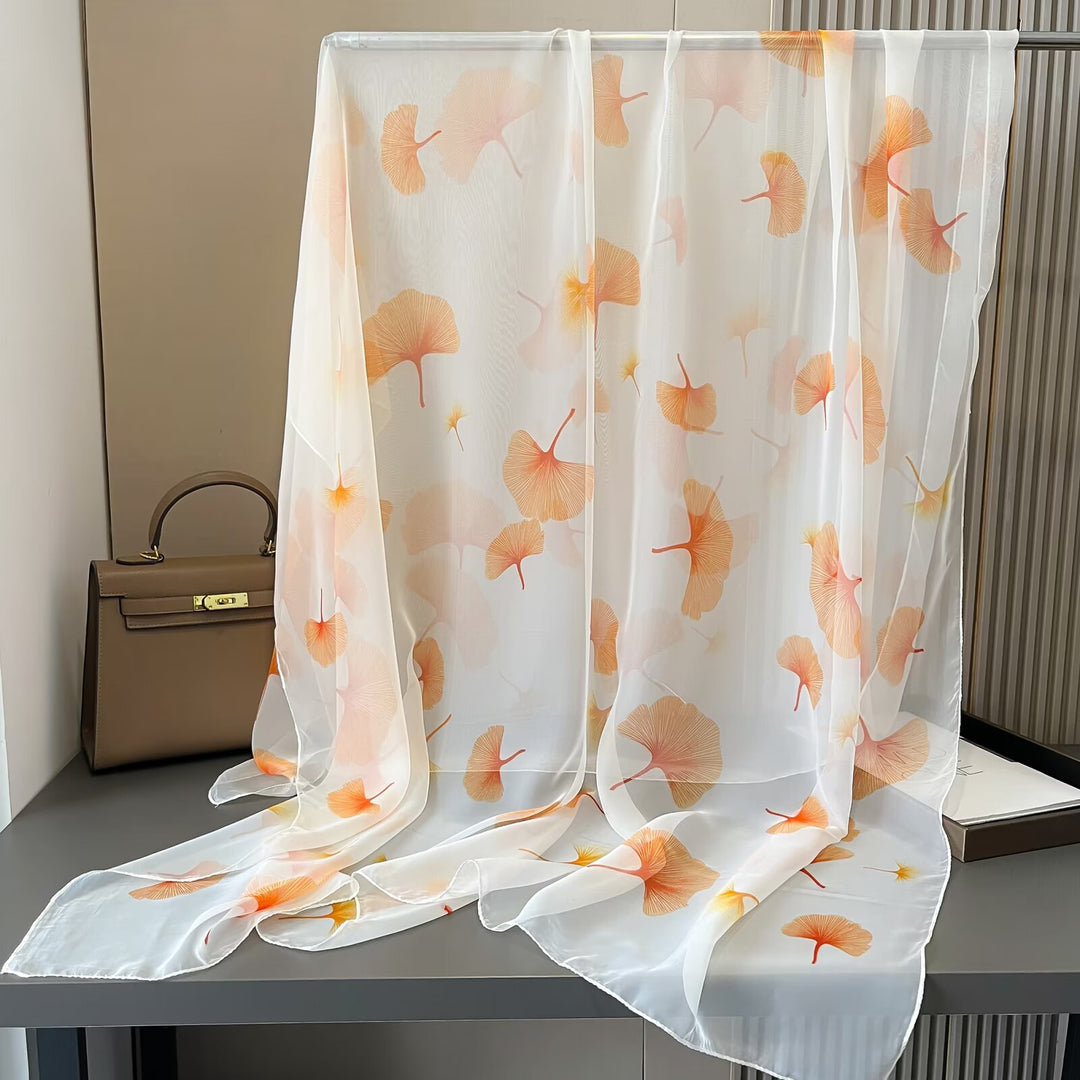 Sheer Artistic Floral Long Scarf Shawl