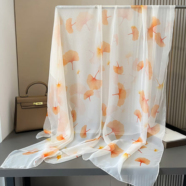Sheer Artistic Floral Long Scarf Shawl