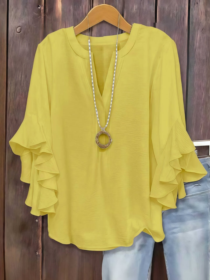 Three-quarter sleeve V-neck top