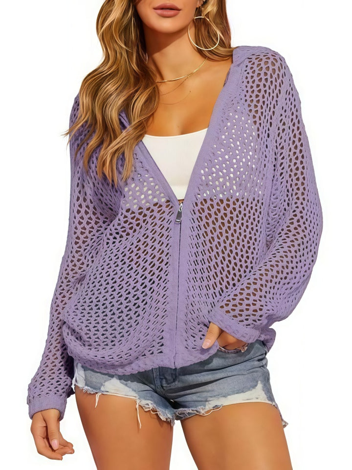 Openwork Knit Beach Hoodie