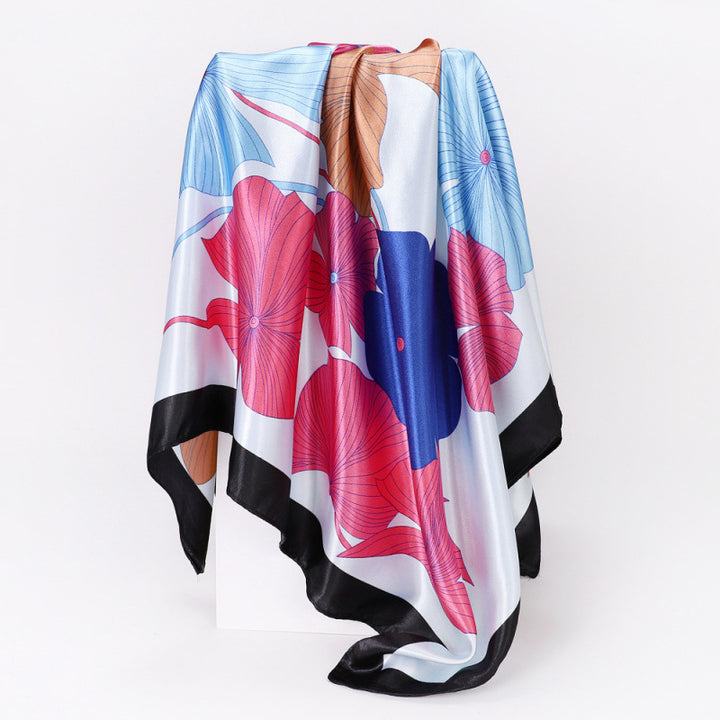 Floral Print Square Satin Scarf
