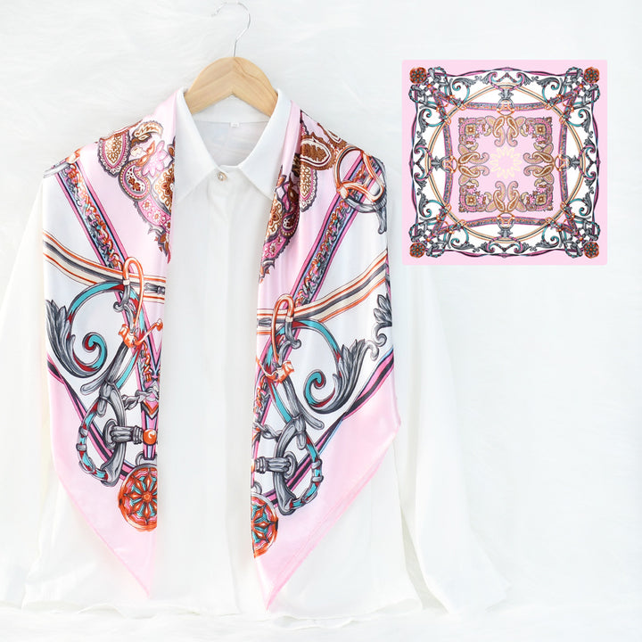 Floral Print Square Satin Scarf