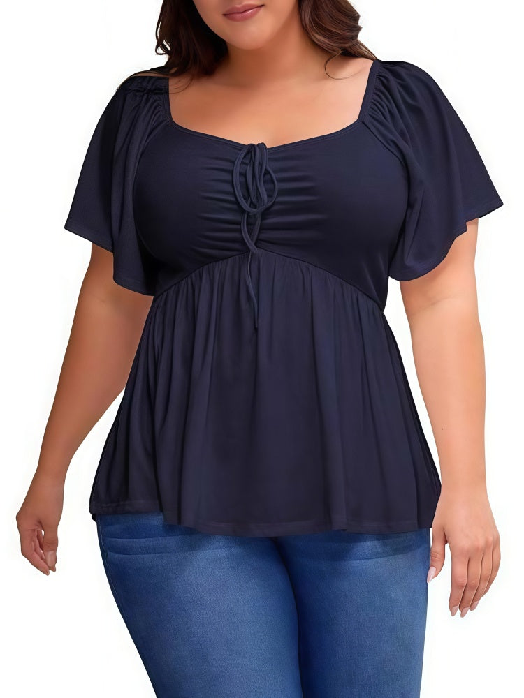 Summer Plus Size Raglan Sleeve Slim Waist T-Shirt