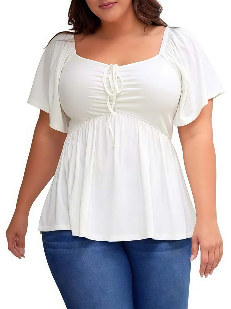 Summer Plus Size Raglan Sleeve Slim Waist T-Shirt