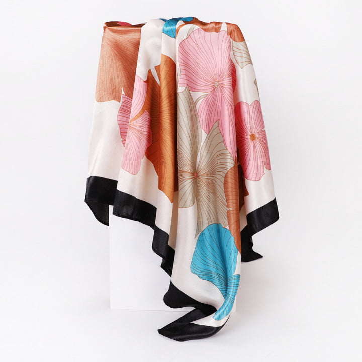 Floral Print Square Satin Scarf