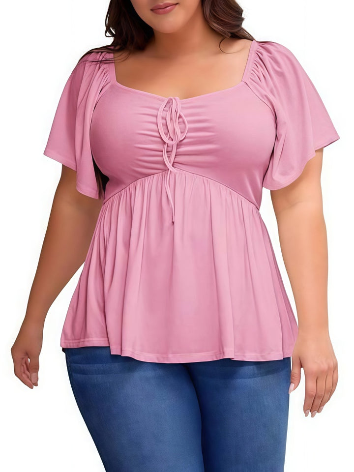 Summer Plus Size Raglan Sleeve Slim Waist T-Shirt