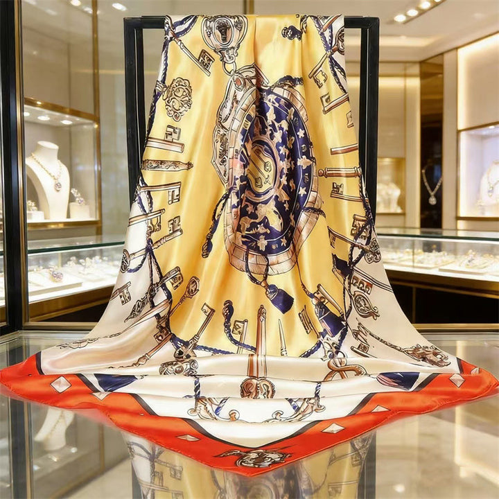Luxury Printed Satin Square Scarf