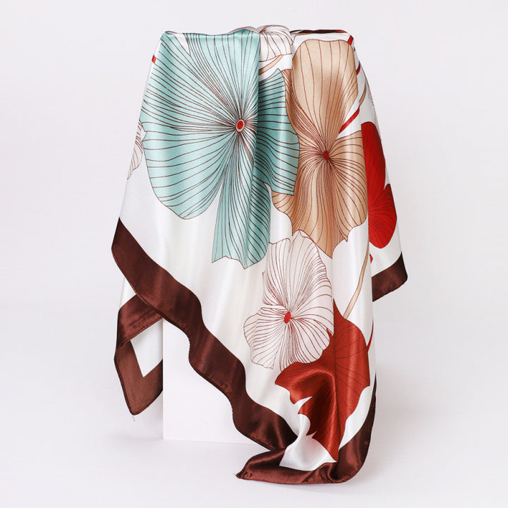 Floral Print Square Satin Scarf