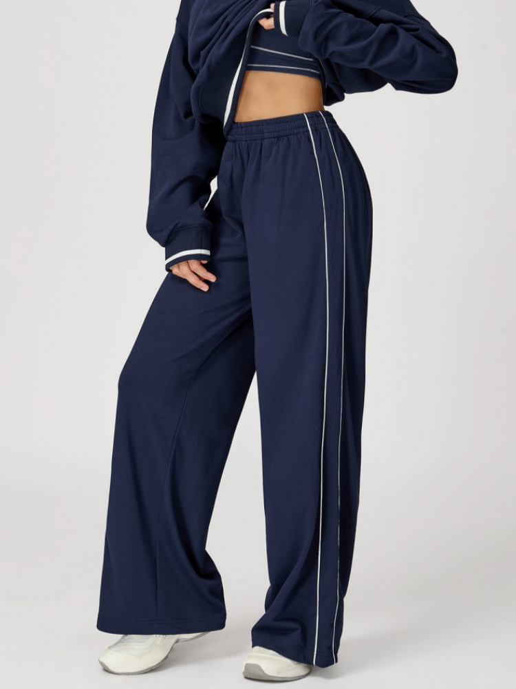 High Waist Striped Wide Leg Sweatpants