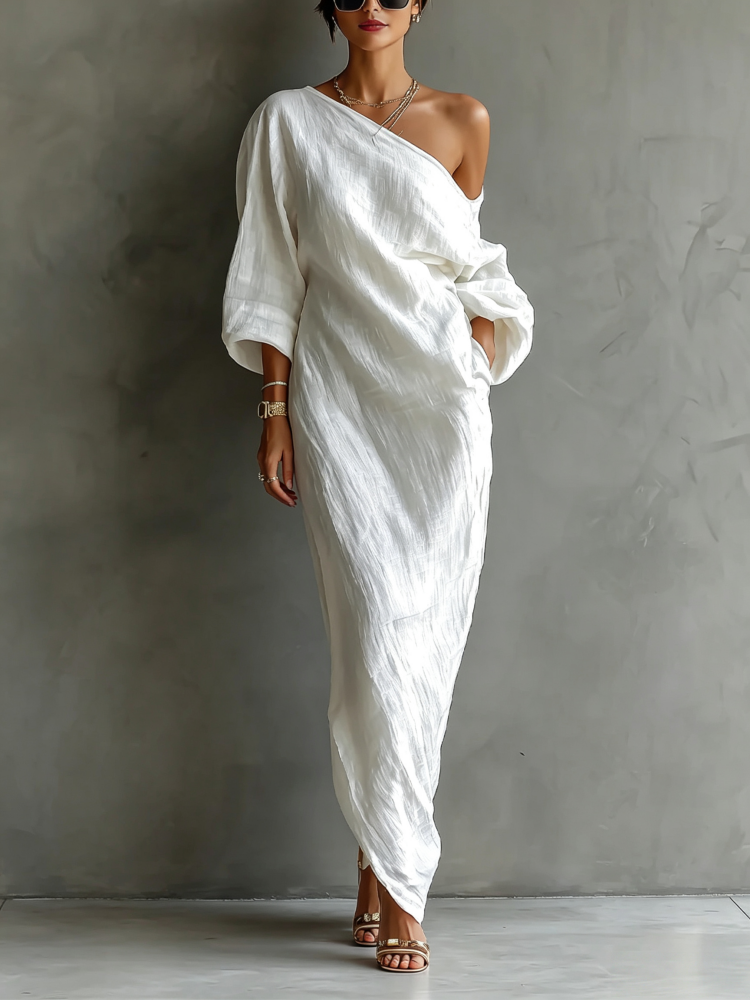 Elegant, breathable, irregular one-shoulder women&