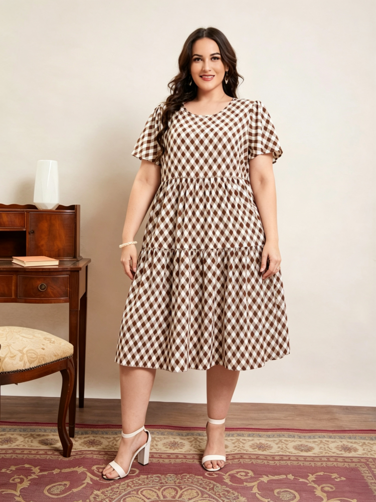 Plus-size vintage plaid dress