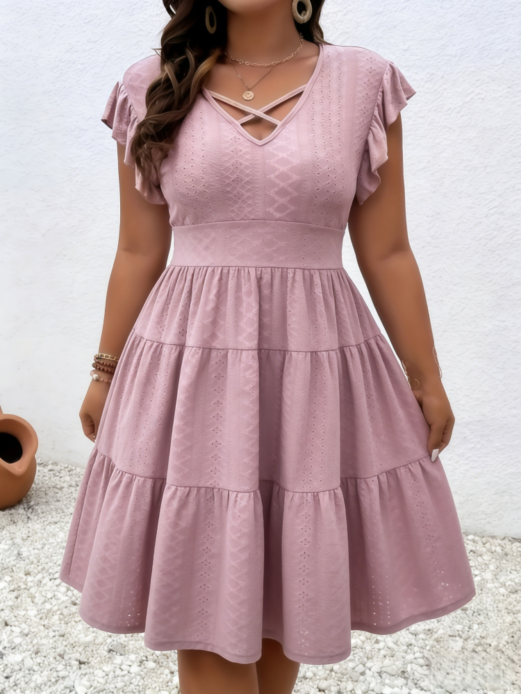 Plus Size V-Neck Beach Dress – Flowy Loose Fit Cover-Up