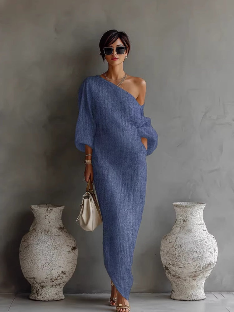 Elegant, breathable, irregular one-shoulder women&