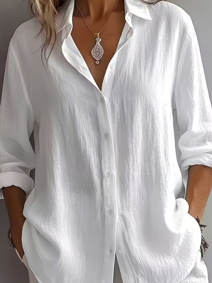 Oversized Linen Blend Button-Down Shirt