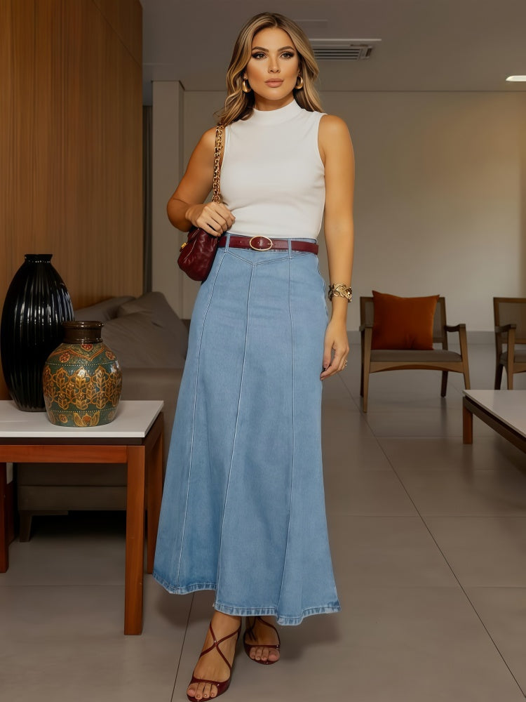 Vintage Mermaid Denim Skirt