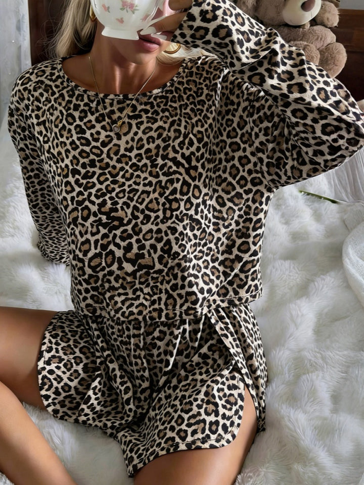 Leopard Print Milk Silk Loungewear Set