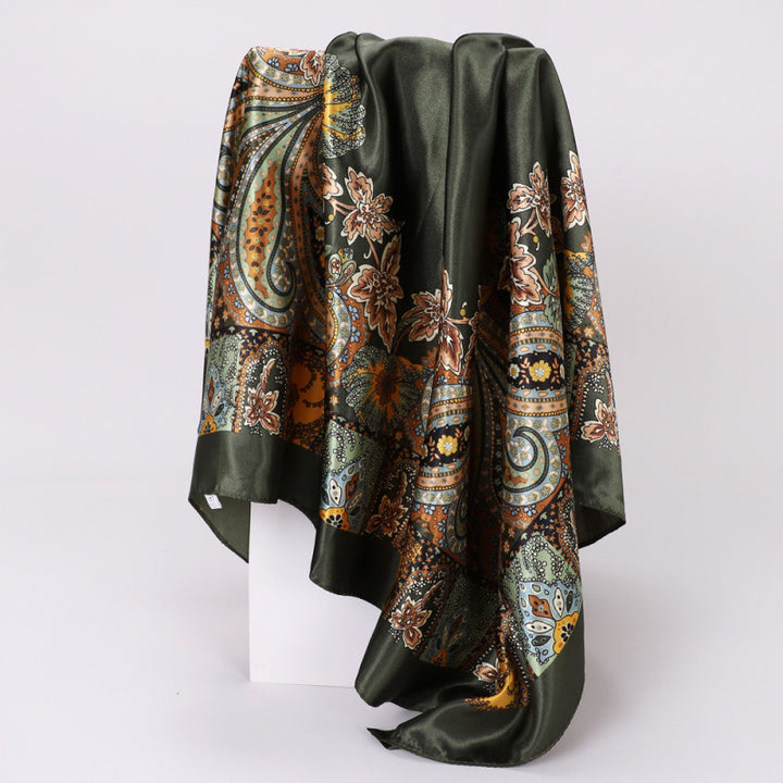 Floral Print Square Satin Scarf