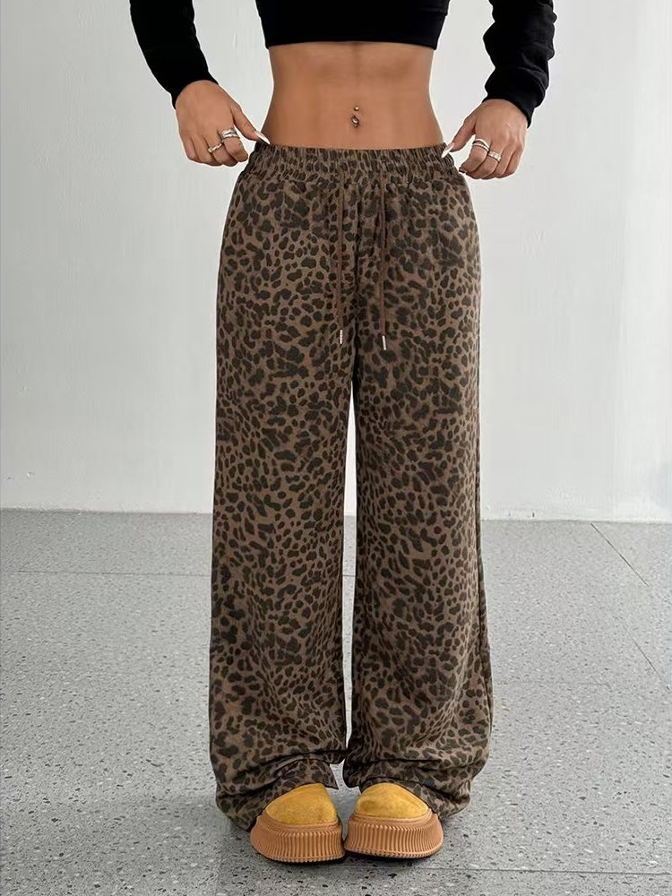 Leopard Print High-Waisted Wide Leg Pants