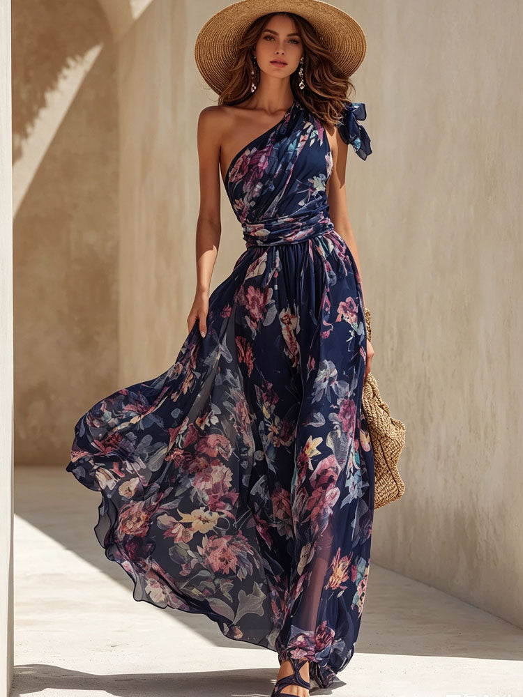 Floral One-Shoulder Dress