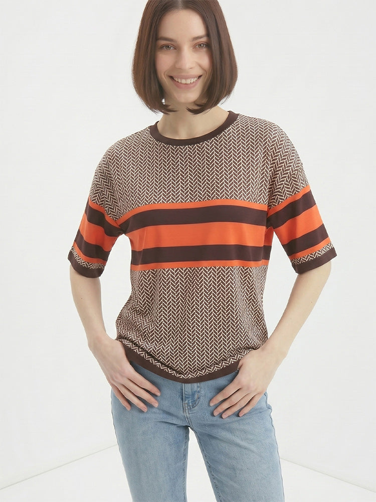 Summer Color Block Fashion Short-Sleeve Top