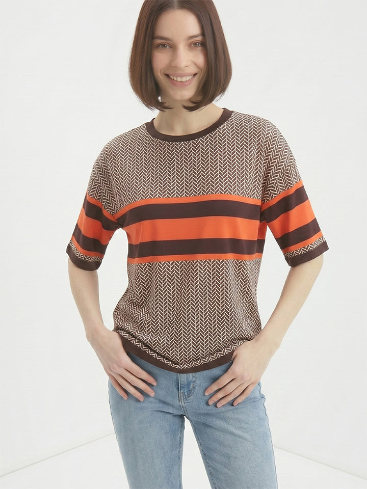 Summer Color Block Fashion Short-Sleeve Top