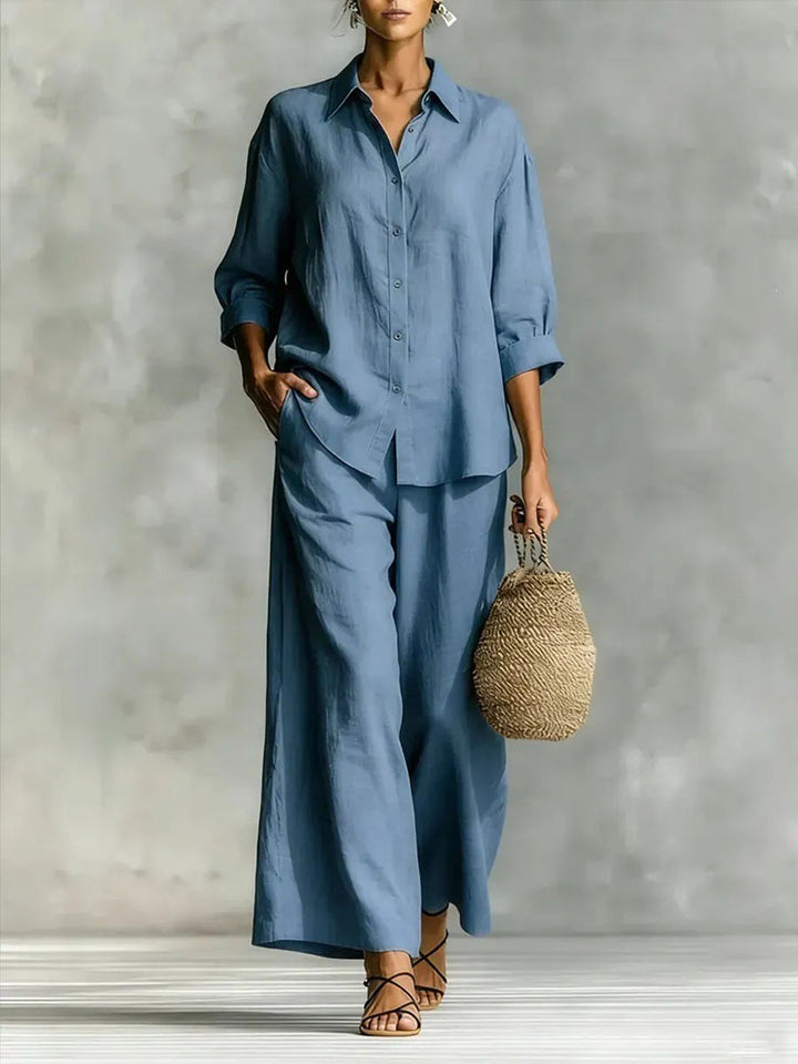 Shirt and wide-leg trousers set