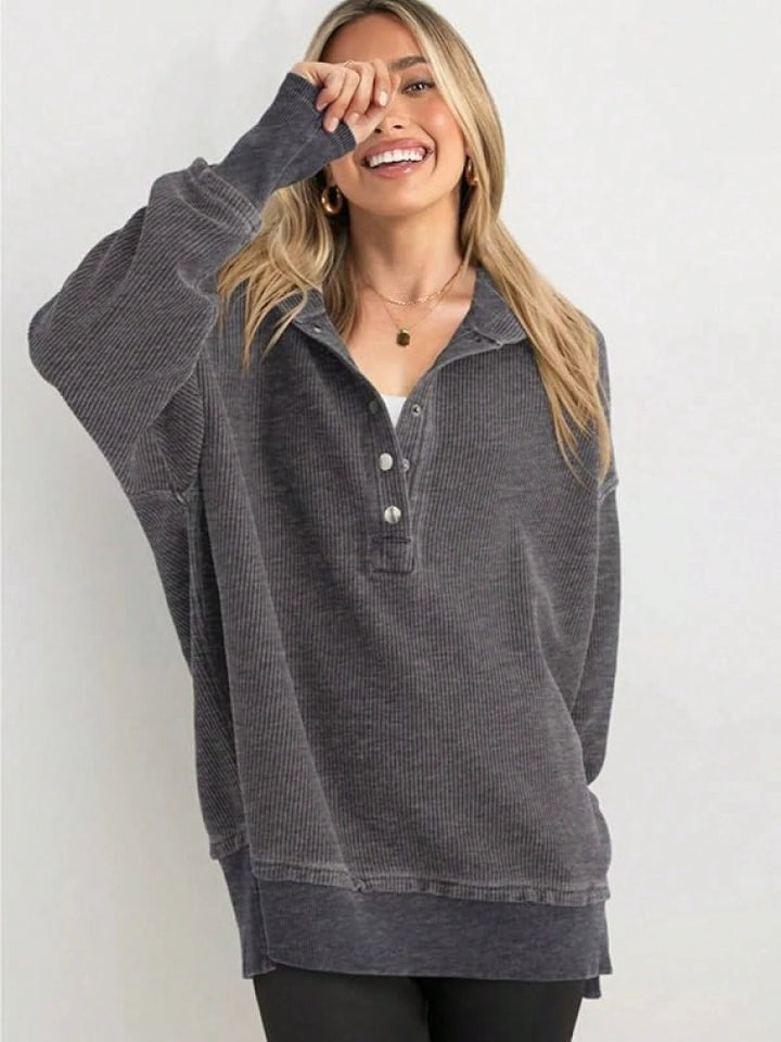 Waffle Knit Henley Hoodie