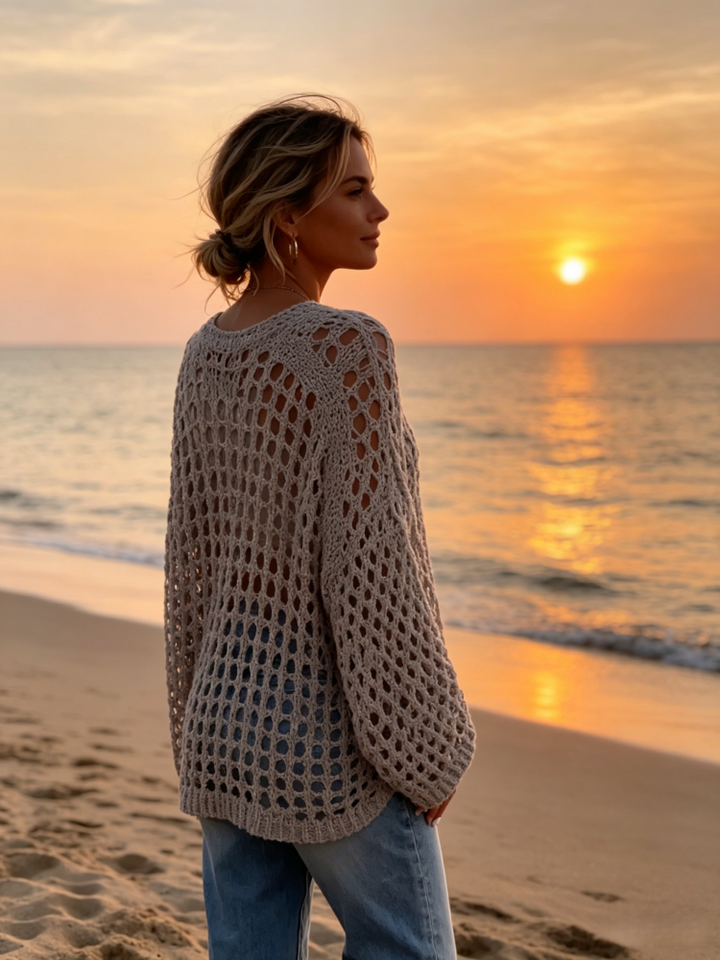 Loose Openwork Long Sleeve Sweater