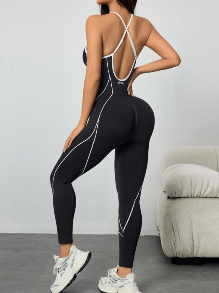 Seamless Contrast Trim Yoga Jumpsuit