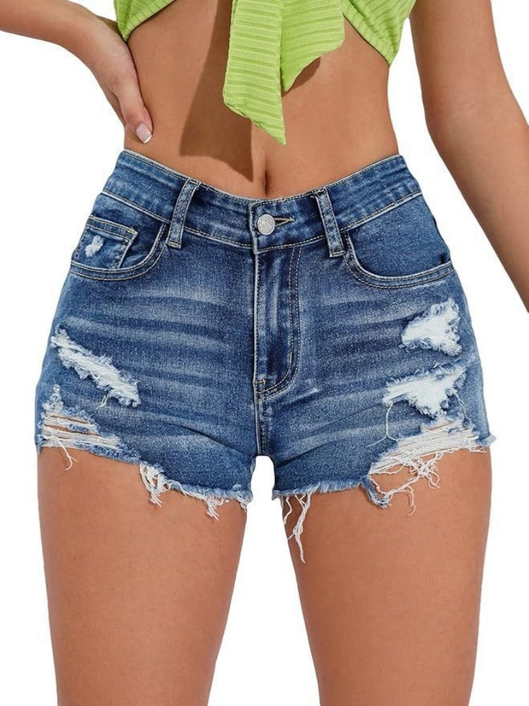 Raw Hem Ripped Jean Shorts