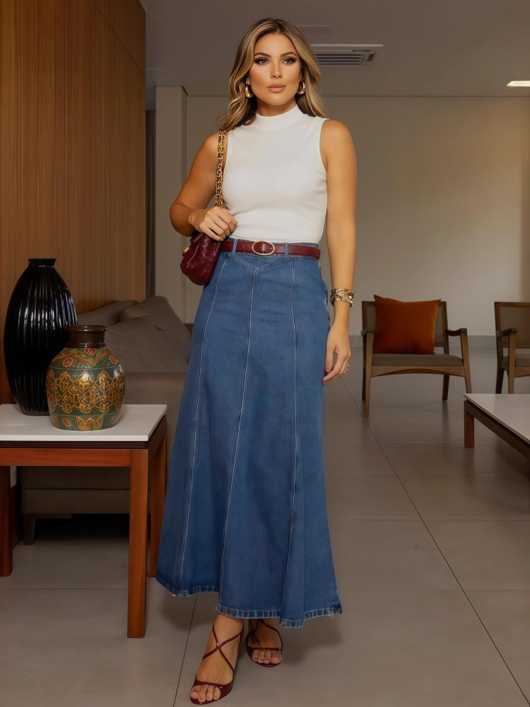 Vintage Mermaid Denim Skirt