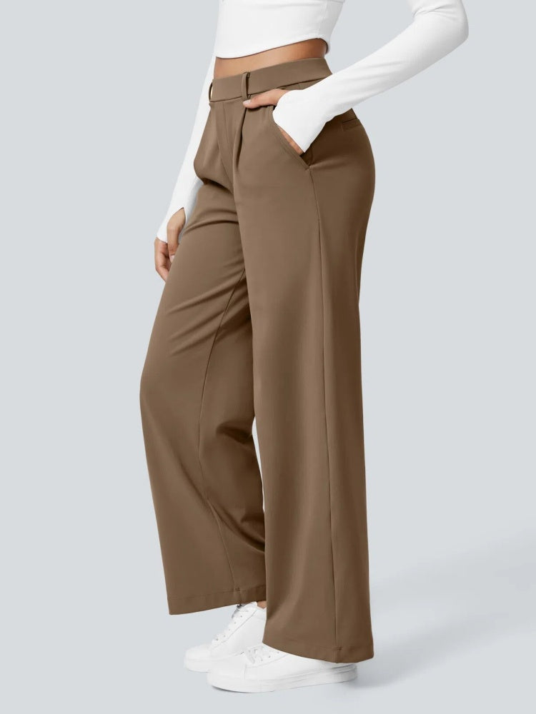 High Waisted Pleated Wide Leg Trousers