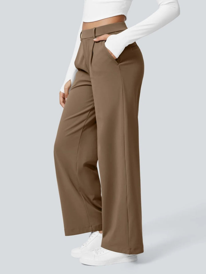 High Waisted Pleated Wide Leg Trousers
