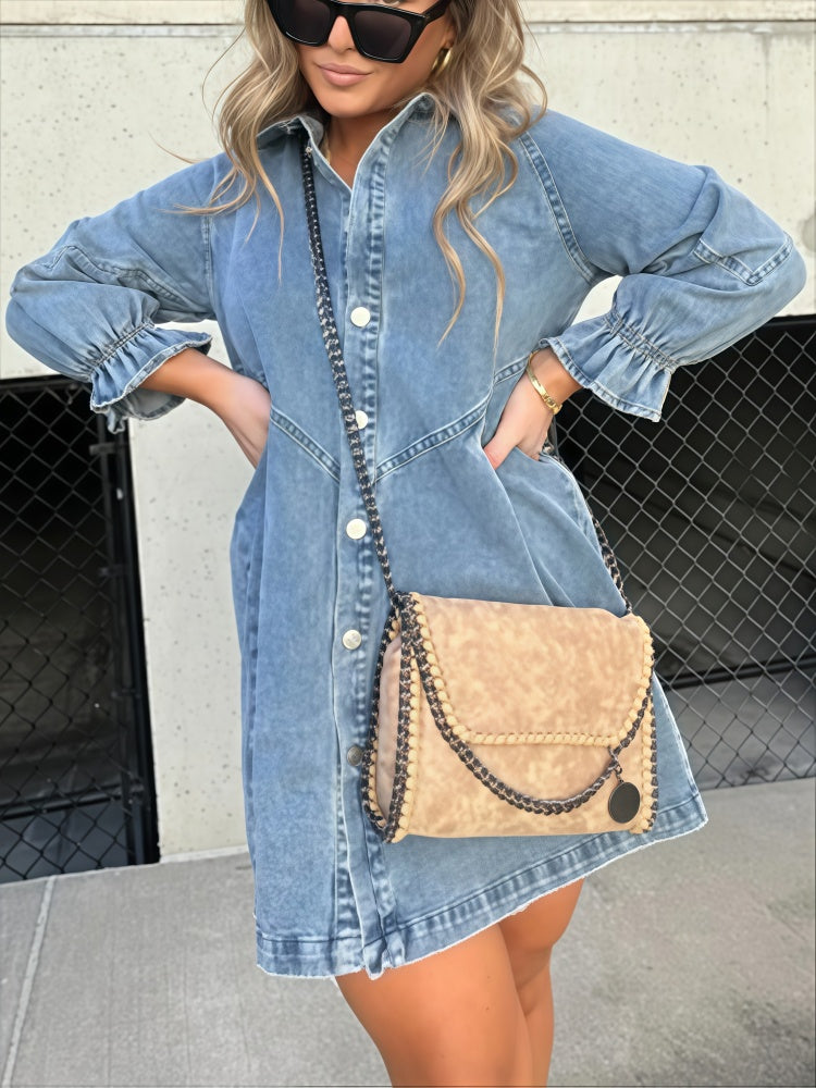 Washed Denim Shirt Dress