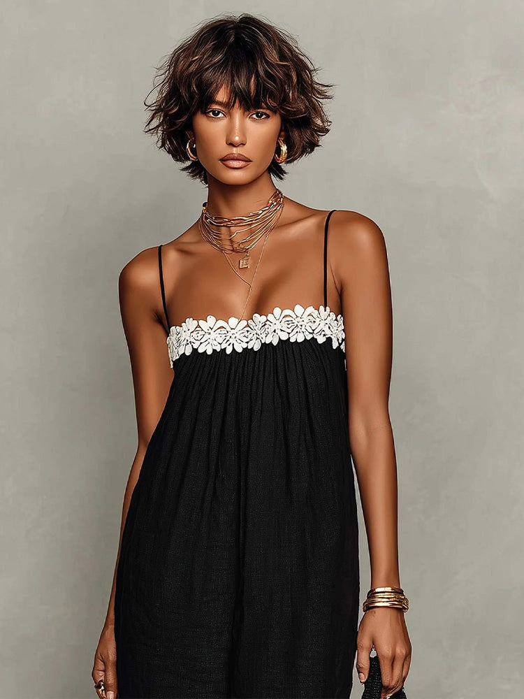 Summer Fashion Lace-Trimmed Slip Dress for Women