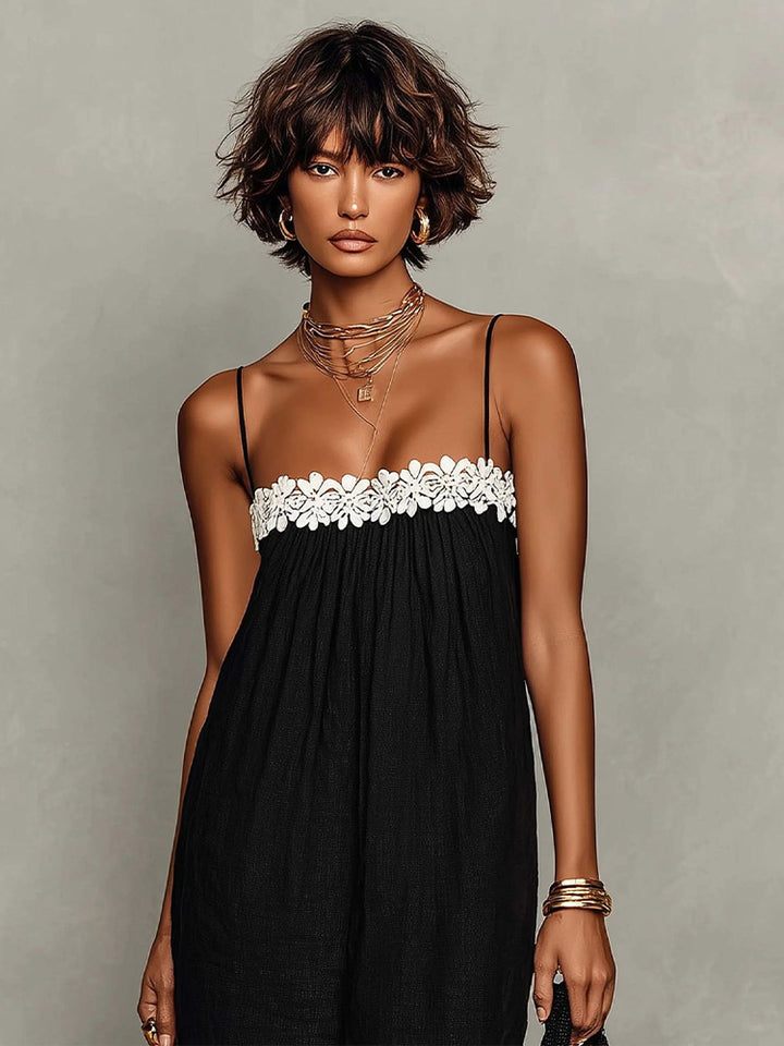Summer Fashion Lace-Trimmed Slip Dress for Women