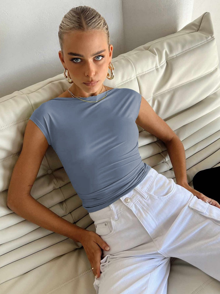 Off Shoulder Open Back Crop Top