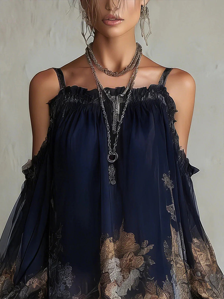 Loose-fitting printed slip dress