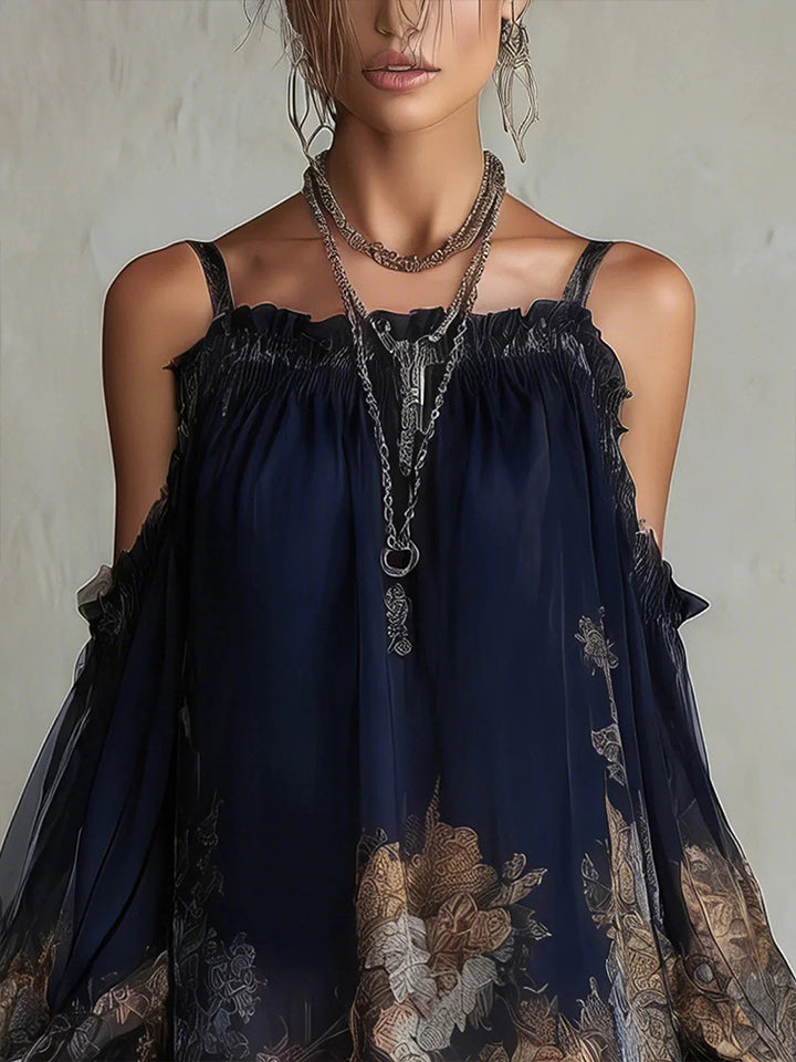 Loose-fitting printed slip dress